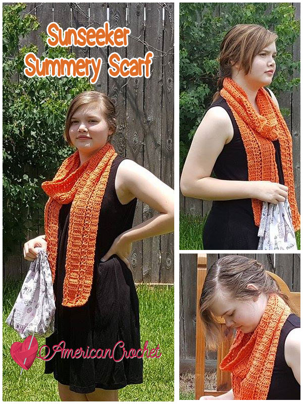 Sunseeker Summery Scarf | Free Crochet Pattern American Crochet @americancrochet.com #freecrochetpattern