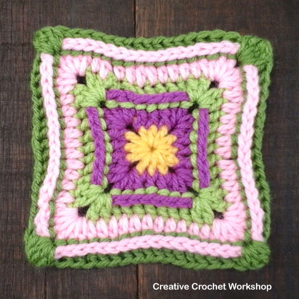 Hip Hop Granny Square - Free Crochet Pattern | Creative Crochet Workshop @creativecrochetworkshop |American Crochet @americancrochet #grannysquare #freecrochetpattern #groovygrannysquarecal