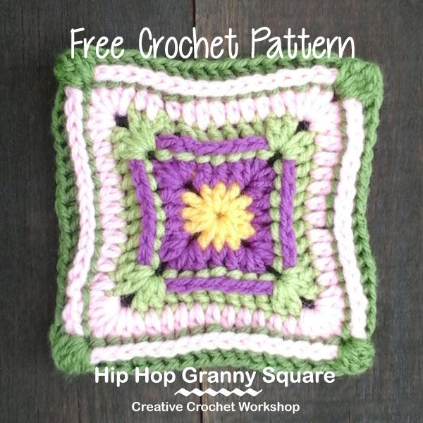 Hip Hop Granny Square - Free Crochet Pattern | Creative Crochet Workshop @creativecrochetworkshop |American Crochet @americancrochet #grannysquare #freecrochetpattern #groovygrannysquarecal